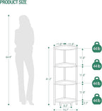 Hzuaneri Corner Shelf Stand, Corner Bookshelf, Storage Standing Shelf Unit with Metal Frame, Plant Stand, Bookcase for Living Room, Home Office, Bedroom, 4-Tier Greige CS05805B