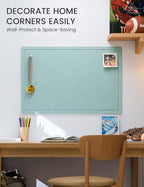 Fluxynara Bulletin Board,35.4" x 23.6" Cork Board Alternative with 12 Safe Removable Adhesive Tabs, Foldable Felt Pin Board for Home Office, Classroom, Bedroom,Entryway for Walls—Aqua Blue