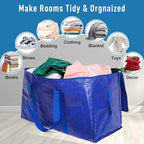 Moving Bags Heavy Duty Extra Large Cube Storage Tote for Space Saving, Traveling Organizer, with Zippers & Strong Carrying Handles (Set of 10)