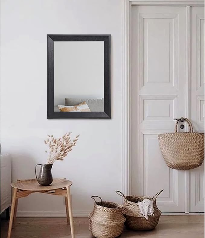 AAZZKANG Black Mirrors for Wall Rectangle Wood Framed Large 20"x16" Decorative Wall Mirror for Bedroom Bathroom Living Room Dressing Room Entryway
