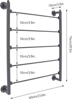 Wall Mounted Scarf Rack, 5-Tier Metal Scarves Towels Rack Wall Display Silk Ribbon Storage Organizer Black Hijab Hanger for Flower Shop Retail Store (Black)