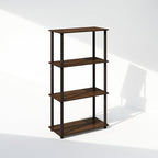 Furinno Turn-N-Tube Book Shelf, 4-Tier Bookshelf, Bookcase with Multipurpose Compact Display Rack, 11.6 x 23.6 x 43.2, for Living Room, Bedroom, Home Office, Walnut/Brown