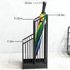 Umbrella Stand with Drip Tray, Black Indoor Umbrella Holder for Entryway, Hotel & Office Entrance, Minimalist Modern Home Decor, Durable & Space-Saving Umbrella Storage Rack