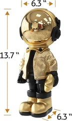 Dosker Astronaut Statues Spaceman Sculpture Polyresin Arts Gifts Gold Figurine Ornament Room Decor for Men,Home and Crafts Desktop Accessories Tabletop Decoration, Living Room, Office, Bookshelf