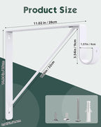 6 Pack Closet Rod Bracket, Heavy Duty Closet Rod Support with Rod Holder, Wall Mounted Closet Shelf Brackets with Triangle Stabilizing Design for Closet, Bathroom and Kitchen, White