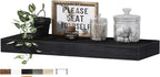 QEEIG Floating Shelf for Wall Bathroom Shelves Bedroom Kitchen Living Room Farmhouse Small Book Shelf 16 inch Set of 1, Black (015-B1)