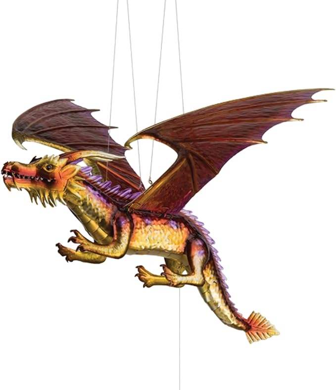 Regal Art & Gift Flying Bird Hanging Metal Mobile - Decorative Outdoor Wind Motion Sculpture for Patio, Porch & Garden Décor - Dragon