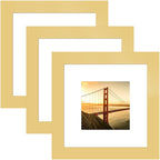 6x6 Picture Frame 3 Pack - Gold Poster Frame Display Pictures 4x4 with Mat or 6 x 6 Without Mat for Wall Hanging Horizontal and Vertical
