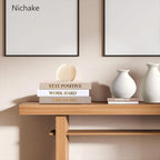 Set of 3 Linen Covered Decorative Books for Home Office Decor-Gold Foil Stamping Decor Books,Motivational Office Decor for Women Men Neutral Book Decor for Coffee Tables and Book Shelf