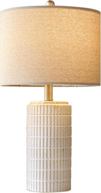 PoKat 23'' Bedside Table Lamp for Bedroom Nightstands, Birthday Gifts for Women Mom, House Warming Gifts New Home Decor, Ceramic Desk Lamp for Living Room, White Modern Bedroom Lamp