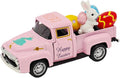 Pink Easter Decorations - Mini Farmhouse Vintage Metal Truck with Easter Eggs & Bunny, Pink Spring Farm-Style Pickup Decor for Table Tiered Tray Home Kitchen Office Keepsake Gifts