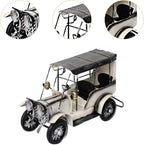 Vintage Design Car Model Home Decor Photo Prop Desktop Ornament Iron Decoration Automobile Figurine Collectible for Farmhouse, White