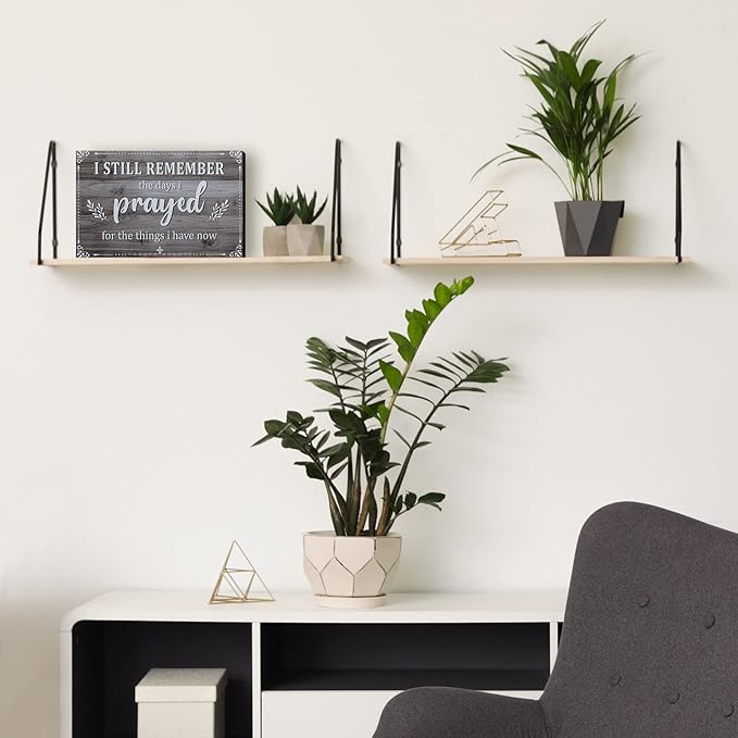 I Still Remember The Days I Prayed Sign Inspirational Table Blessed Signs Living Room Decor Wood Table Centerpieces Box Signs Farmhouse Decor House Prayer Wooden Rustic Gift for Bedroom Shelf(Gray)