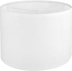 White Lamp shade, Drum Lamp Shade for Table Lamps Floor Lamp, 13" Top X 13" Bottom X 10" High White Large Line Fabric Lamp Shade, Easy Assembly Replacement Lampshade