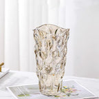 CEMABT 9.5inch 3.4 lb Glass Vases for Flowers Unbreakable Thickened Morden vase for Tables Centerpieces,Colorful,Vintage and Clear Rose Large Flower vases for Bouquet Unique Gifts（Champagne）