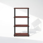 Furinno Turn-N-Tube Book Shelf, 4-Tier Bookshelf, Bookcase with Multipurpose Compact Display Rack, 11.6 x 23.6 x 43.2, for Living Room, Bedroom, Home Office, Dark Cherry/Black