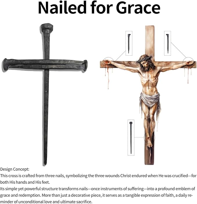 LeMeeOly Jesus Christ Crucifixion Nail Metal Cross Wooden Base, Baptism & Religious Gifts for Men Women,Christian Home Decor (Aroma Diffuser Wood)