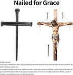LeMeeOly Jesus Christ Crucifixion Nail Metal Cross Wooden Base, Baptism & Religious Gifts for Men Women,Christian Home Decor (Aroma Diffuser Wood)