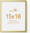 15x18 Aluminum Metal Picture Frame,Tempered Glass Gold Photo Frame 15x18 for Family Photo,Posters,Art,Document to Wall Mount Horizontally or Vertically