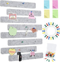 Vuzvuv 8Pcs Light Grey Cork Board Bar Strips with 50 Pushpins & Sticky Notes, Self-Adhesive Bulletin Board Strips No Damage for Wall, Felt Pin Board for Paste Notes, Photos, Schedules Office Decor