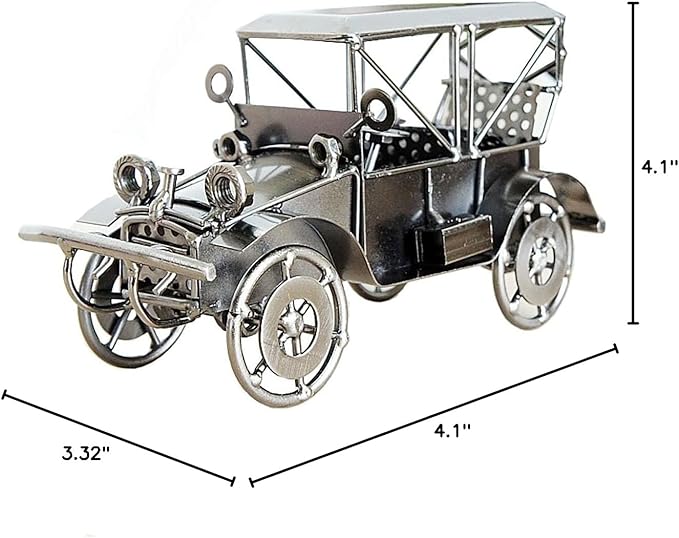 Metal Antique Vintage Car Model Home Décor Handmade Handcrafted Collections Collectible Vehicle (Silver)