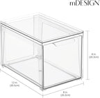 mDesign Plastic Stackable Closet Storage Organizer Bins with Pull Out Drawer for Cabinet, Desk, Shelf, Cupboard, or Dresser Organization - Lumiere Collection - 4 Pack - Clear