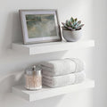 Homeforia White Floating Shelves 16 inch, High End Solid Real Wood 16inch Bathroom Floating Shelf for Wall Mounted, White Wooden 16 Floating Shelves, Heavy Duty Bracket, 16 X 6.5 X 1.75 inch, Set of 2