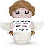 House Warming Gifts New Home -Bless This Home with Love and Laughter- New Home Gift Ideas for New Homeowner, New House Gifts for Women Men Couple Neighbor Friend Family,Handmade Angel Crochet Doll