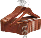 Utopia Home Premium Wooden Hangers 20 Pack - Durable & Slim Coat Hanger - Suit Hanger with 360-Degree Rotatable Hook - Wood Hangers with Shoulder Grooves (Cherry Color)