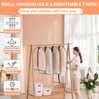 Clear Garment Bags (24'' x 48'' Set of 6) Clothes Covers for Closet Storage Closet Cover for Open Closet Hanging Clothes Travel Bag Clothes Bags with Zipper Gown Garment Bag for Long Dresses