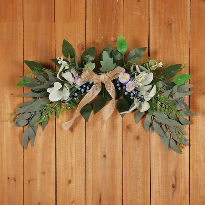 21 7 Inch Artificial Eucalyptus and Daisy Swag, Great for Event and Home Decor, Effortless Style for Any Setting