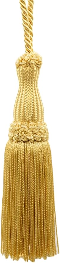 DÉCOPRO Decorative Silky 5" (12.5cm) Key Tassel 5" (12.5cm) Loop (Style# SKT) Light Gold #B7 (Light Yellow Gold) Set of 2