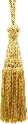 DÉCOPRO Decorative Silky 5" (12.5cm) Key Tassel 5" (12.5cm) Loop (Style# SKT) Light Gold #B7 (Light Yellow Gold) Set of 2