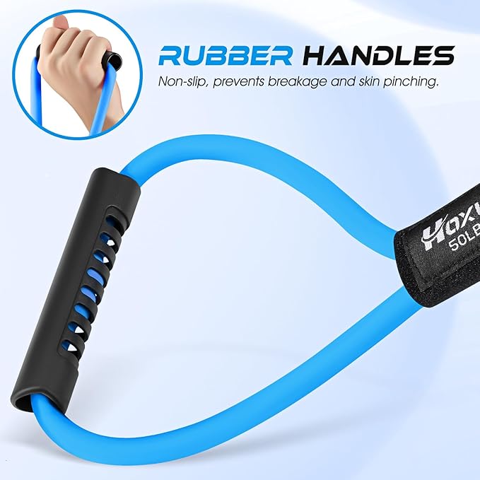 Resistance Bands, Figure 8 Resistance Band, Exercise Bands with Handles, Weights Workout Bands for Arms, Back, Shoulder, Leg, Physical Therapy, Pilates, Home Workout Equipment That Replace Dumbbells