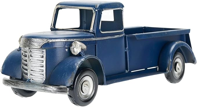 SOFFEE DESIGN 10in Collectible-Vehicles Classic Truck, Pick-up Model Iron Decorations, Collectible Figurine Desktop Car Wine Holder for Home Decor, Dark Blue