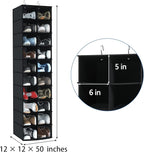 Libeder Hanging Shoe Organizer for Closet, Hanging Closet Organizers 20 Section Shoe Shelves, Space Saving Shoe Holder & Storage, Black, 12''W×12''Dx 50''H