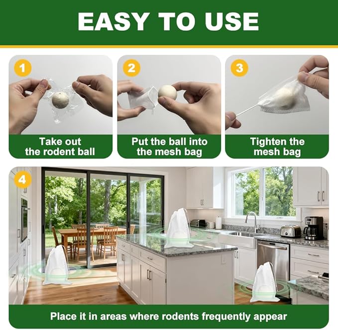 12 Pack,Natural Peppermint Oil Mice Repellent Indoor/Outdoor, Pest Control Moth Balls to Get Rid of Rats Mice Squirrels Rodent Spider Ant Mosquito Cockroach-Family & Pet Safe