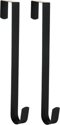 Wreath Hanger for Front Door, Slim Over The Door Hook, Easy to Use and Reusable Holiday Wreath Holder for Christmas, Thanksgiving, Halloween and Daily Décor (12" Black, 2)