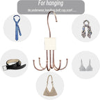Belt Hanger, 4Pcs Belt Organizer for Closet 360°,Rotatable Max 48 Belt Storage Rack Space Saving Storage Rack for Belt, Bra, Tank Top, Tie, Scarf (2Wood Color 2Black)