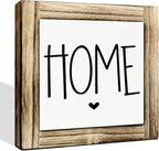 Home Signs, Decorative Wooden Box Sign, Farmhouse Desk Sign Decor, Home Decor for Living Room, Shelf Table Decoration, Front Door Porch Decors, Housewarming Gift, 5.9×5.9 inches