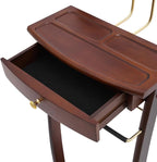 Suit Valet Stand Wood Valet Stand for Man, Wooden Clothing Valet Stand with Contour Hanger, Drawer, Trouser Bar, Tie Bar and Base, Mens Valet Stand for Entryway Office Living Room