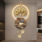 3D Art Wall Decor with Light, Art 3D Decor Wall Sculptures LED Modern Home Decors Picture Walls Light Chinese, Plug-in Power Supply, Gold T, 23x53IN