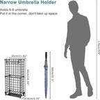 AWTATOS Umbrella Holder Entryway, Umbrella Stand Freestanding, Metal Square Umbrella Rack Organizer with a Removable Drip Tray, Hooks, Black