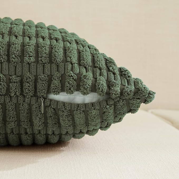Fancy Homi 4 Packs Decorative Throw Pillow Covers for Living Room Couch Bed, Modern Farmhouse Boho Home Décor Accent Cushion Case, 26" x 26", Olive Green