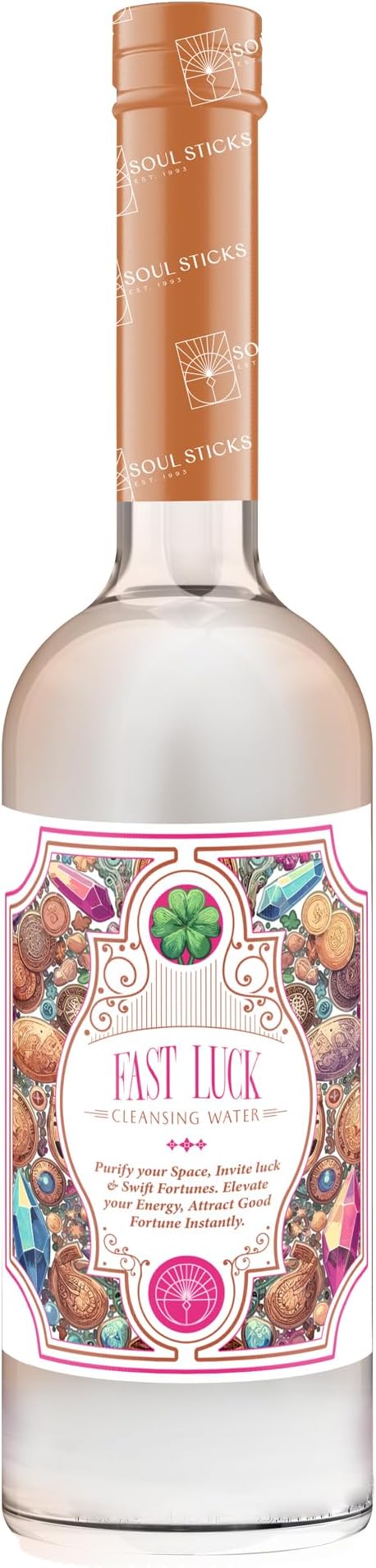 SOUL STICKS Cleansing Water 7.5 oz. Bottle for Rituals, Clearing Negative Energy and Purifying Home Spiritual Florida Water (Fast Luck)