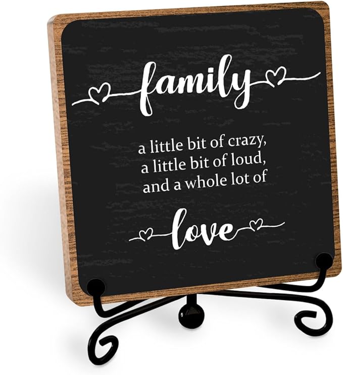 Farmhouse Decor Sign, Home Plaque Wooden with Stand, Housewarming Gifts for Women Men Family, Table Desk Cubicles Accessories for Living Room Bedroom Home Decorations