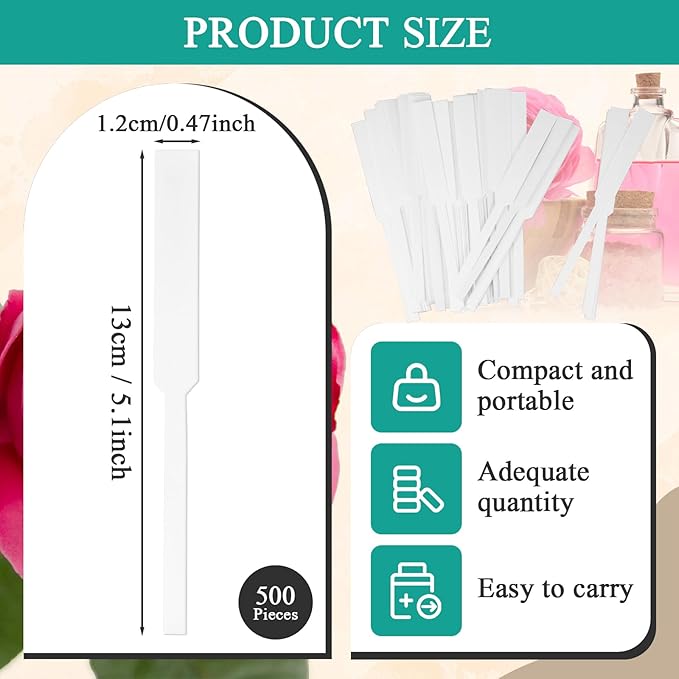 500 Pcs Perfume Tester Strips - Perfume Blotter Essential Oils Paper Test Strips -Premium Fragrance Tester Strips for Scent Evaluation - Fragrance Strips for Aromatherapy & Spice Oils (White)