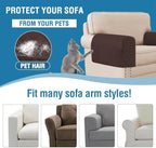 H.VERSAILTEX Couch Arm Covers Water Resistant Armrest Covers for Sofa Remote Control Holder Sofa Armrest Organizer for Magazine, Tablet, Phone, iPad(Set of 2, Brown/Beige)
