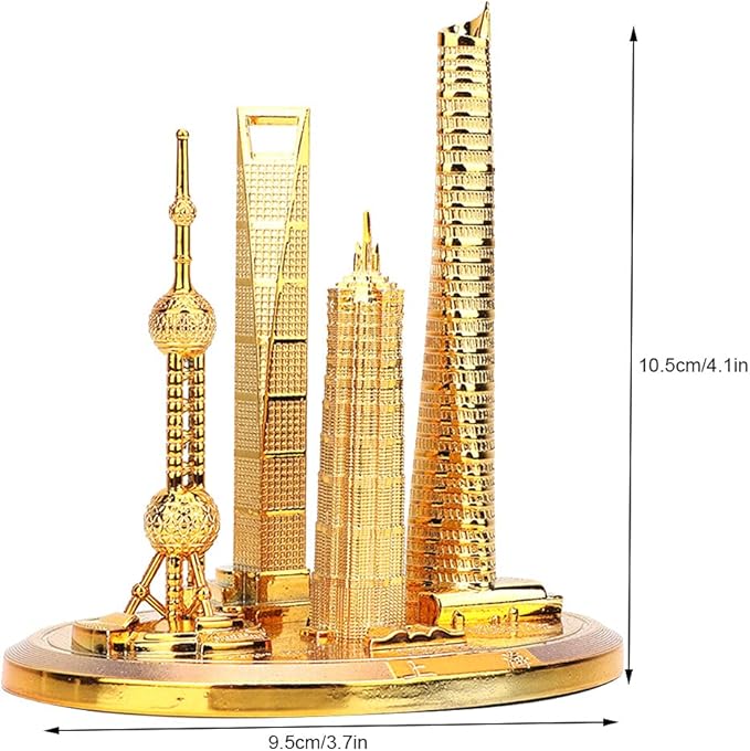 Keenso Shanghai Building Collection Model Reflective Bronze and Gold Vintage Trend Friends Big (Gold-Small)