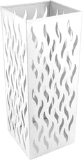 Umbrella Organizer, Multifunctional Umbrella Holder, Hollow Pattern Design Square Shape Umbrella Stand Rack, Metal Umbrella Basket Holder Stand for Home Hotel (White)